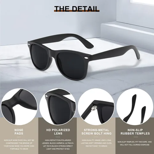 Vista 3 de DEMIKOS Gafas de sol polarizadas para hombre, lentes de espejo retro de moda para conducir, pescar, protección UV400