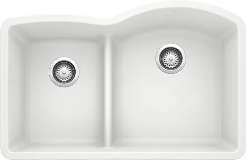 Vista 9 de BLANCO, Anthracite 441598 DIAMOND SILGRANIT 40/60 - Fregadero de cocina con doble cuenco con división baja, 32 x 21 pulgadas