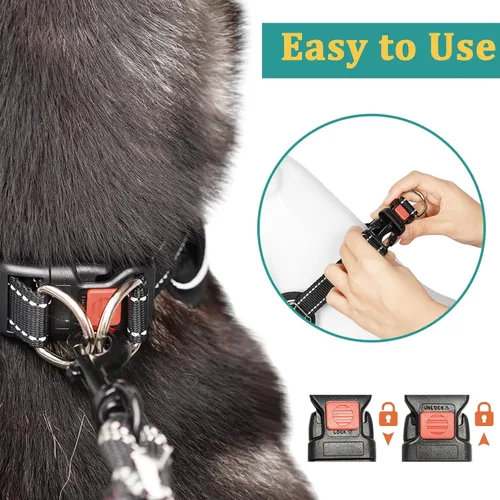 Vista 7 de Mayerzon Martingale - Collar antitirones para perros grandes y medianos, Pitbull Pastor alemán rottweilers, patentado reflectante anti tirones, Negro