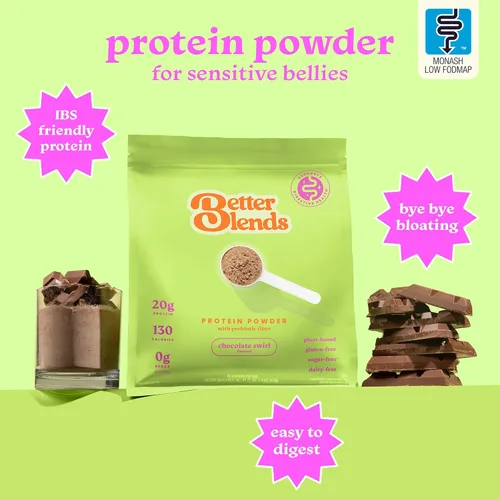 Vista 2 de Proteína en polvo amigable con el intestino para estómagos sensibles, bajo FODMAP, 0.71 onzas de proteína vegana de guisantes y arroz con fibra