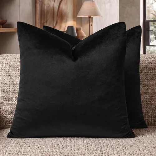 Vista 19 de GIGIZAZA Juego de 2 fundas de almohada doradas de terciopelo de 20 x 20 pulgadas para sofá Almohadas para sofá, tela texturizada suave de 9.88