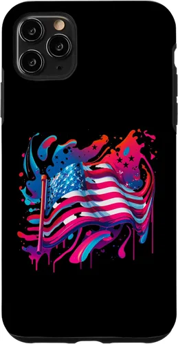 Vista 11 de iPhone 15 Watercolor American USA Flag Patriot 4th of July Fourth Pink Case