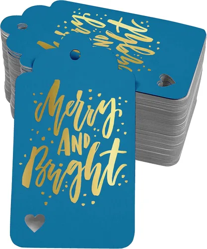 Vista 58 de Etiquetas colgantes con texto en inglés "Merry and Bright" (50 unidades)
