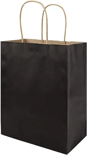 Vista 6 de bagmad Marrón y color cada 100 bolsas de papel medianas lisas de 8 x 4.75 x 10 pulgadas con asas a granel