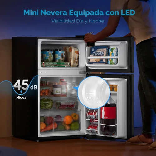 Vista 4 de Midea Mini refrigerador de 3.1 pies cúbicos con congelador, certificado Negro