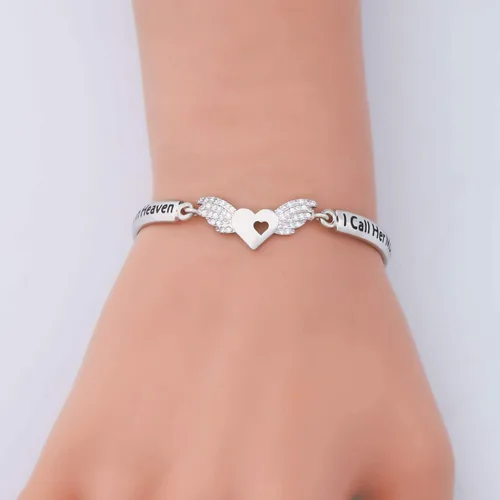 Vista 2 de LQRI Pulsera conmemorativa para la pérdida de un miembro de la familia, regalo My Guardian Angel Lives in Heaven I Call HimHer Grandpa Son Grandma
