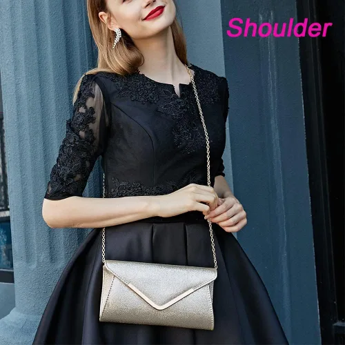 Vista 3 de Women's Gold Clutch,Gold Clutch Purses For Women Evening Shoulder Crossbody Handbags Bridal Prom Wedding Party Purse