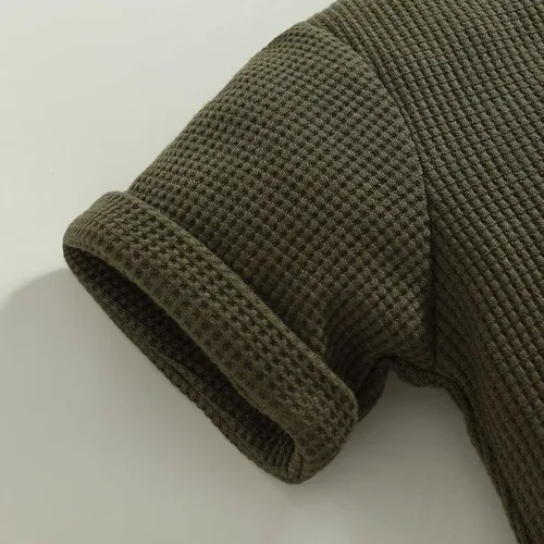 Vista 5 de Ynibbim Mameluco de invierno para recién nacido, para bebé, niño, niña, unisex, con capucha, ropa de gofre, de algodón, con botones