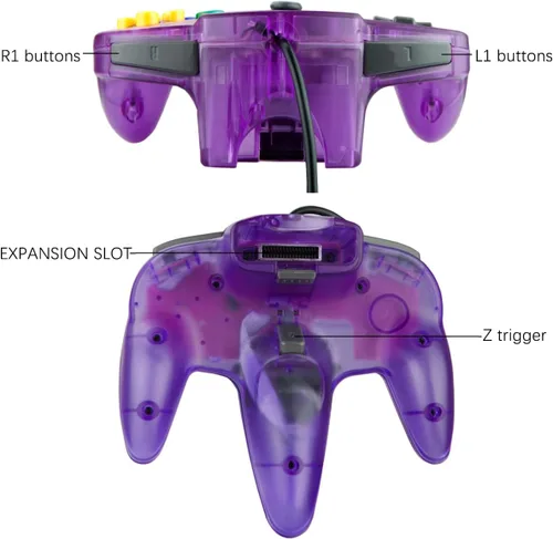 Vista 3 de ZeroStory Classic N64 Controller, Wired N64 Controller Upgraded Joystick for N64 Video Game Console (Transparent Green and Transparent Purple)
