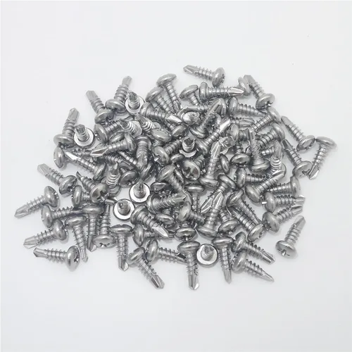 Vista 5 de Tornillos autorroscantes de acero inoxidable 410 #8 x 1/2" (13mm) Tornillos autoperforantes Phillips Pan Head Tornillos autoperforantes 100 piezas