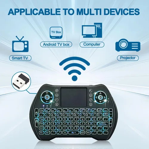 Vista 4 de EASYTONE Mini teclado inalámbrico retroiluminado con panel táctil y mouse combinado con batería recargable de iones de litio teclas multimedia