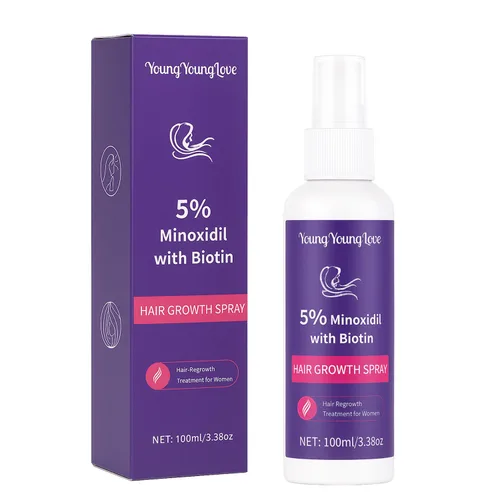 Vista 10 de Spray de minoxidil al 5% con biotina de 3.4 fl oz, tratamiento de recrecimiento para hombres y mujeres, promueve el cabello más grueso, más fuerte
