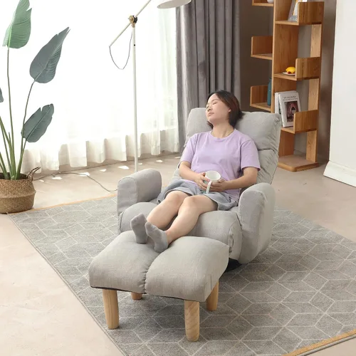Vista 7 de Yoglad Sofá de estilo japonés, silla de juegos de suelo, sofá perezoso para leer juegos y meditar, 3 posiciones ajustables con cómodo respaldo