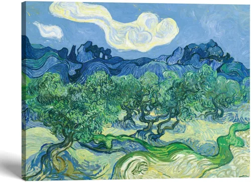 Vista 8 de Vincent Van Gogh - Impresión artística enmarcada de olivos para decoración del hogar, 11 x 14, 2438 Barnwood