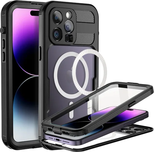 Vista 12 de BEASTEK Funda impermeable para iPhone 14 Serie SRE IP68 magnética a prueba de golpes con protector de pantalla integrado y funda protectora MagSafe