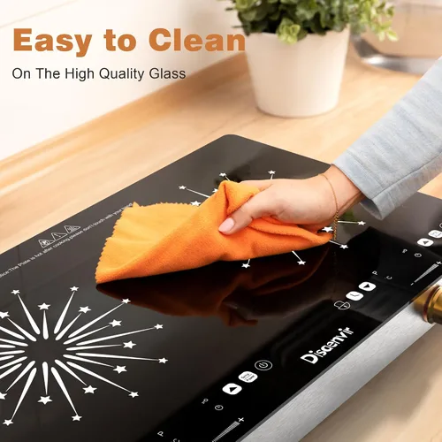 Vista 9 de Placa eléctrica de 2 quemadores con mango de 110 V, 2000 W Shard Power 24 Inch Ceramic Stove Top Countertop Burner, Knob and Touch Control with