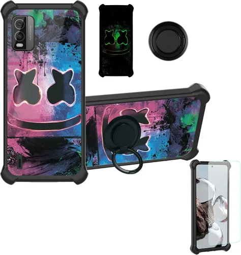 Vista 59 de Aroepurt Funda compatible con Nothing Phone 2a Phone Case Cover [PC duro + silicona suave] [soporte de anillo] [efecto luminoso] YGH-BQ