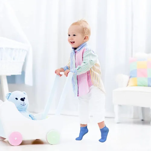 Vista 4 de Tphon Calcetines antideslizantes para niños pequeños, 12 pares de calcetines de agarre para niños y niñas, calcetines de tobillo antideslizantes