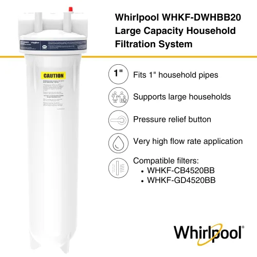 Vista 2 de Whirlpool Carcasa de filtro de agua para toda la casa de 20 x 4.5 pulgadas, sistema certificado NSF para filtro de carbono de sedimentos