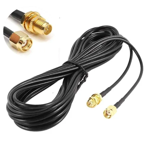 Vista 6 de CORONIR Cable de extensión coaxial RP-SMA de 3.3 ft, conector macho a hembra para enrutador LAN inalámbrico puente y extensión de antena celular