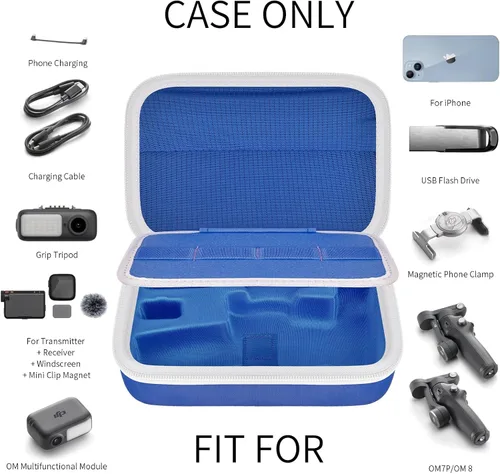 Vista 2 de Estuche rígido para DJI Osmo Mobile 7/7P/8 Gimbal, solo caso - azul