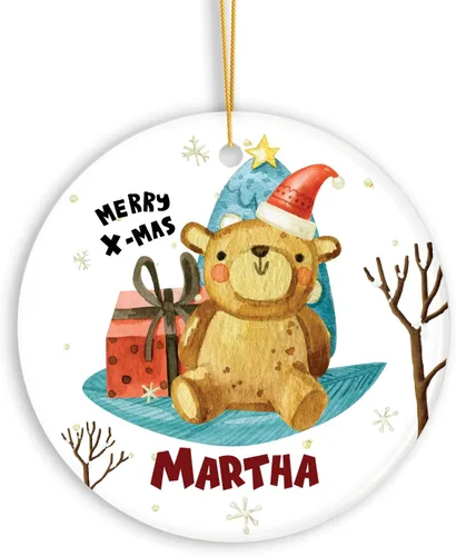Vista 12 de Adorno de muñeco de nieve personalizado, muñeco de nieve de Papá Noel, adorno de Navidad con nombre personalizado, lindo adorno de muñeco de nieve