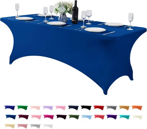 Vista 163 de Mantel de elastano para mesa de 6, 4 o 8 pies, universal, ajustable, para fiestas, banquetes, bodas y eventos, color verde manzana