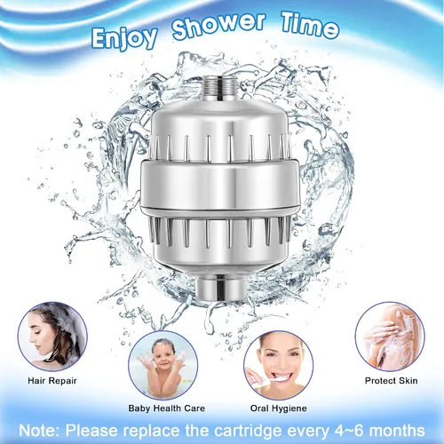 Vista 7 de 2 filtros de ducha con paquete de 4 filtros de ducha de 20 etapas, suavizante de agua resistente para eliminar el cloro, fluoruro, metales pesados