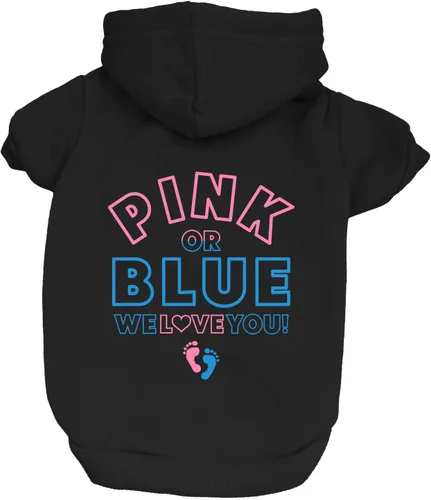 Vista 10 de Camiseta con texto en inglés "We Love You Gender Reveal Dog Te", sin mangas, tallas para cachorros, juguetes y razas grandes (negro, XS 824)