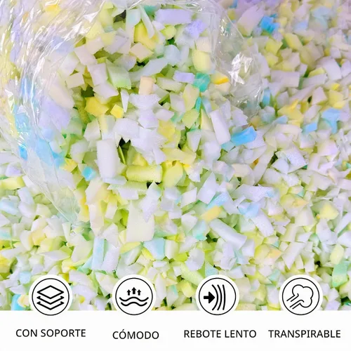 Vista 3 de Relleno de espuma viscoelástica triturada de 4.5 kg para silla de puf, relleno de primera calidad de alta densidad para puf