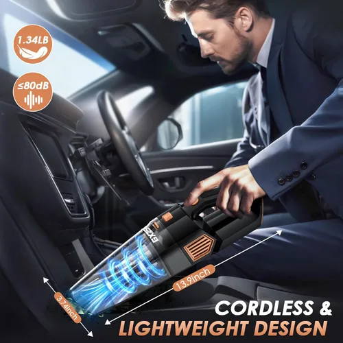 Vista 7 de Gxzsk Handheld Vacuum Cordless, Hand Held Car Vacuum Cleaner, Hand Vacuum Black & Orange