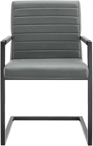 Vista 6 de Modway Savoy - Silla de comedor de cuero vegano en color gris - Juego de 2