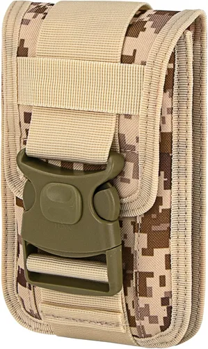 Vista 10 de Cinturón táctico Molle de doble capacidad para la cintura, funda de nailon para teléfono con ranuras para tarjetas para iPhone 13 Pro