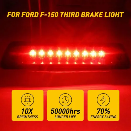 Vista 9 de 3ª luz de freno negra ahumada, compatible con Ford F150 2009-2014 (no para modelos Raptor)