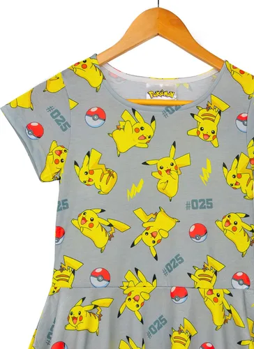 Vista 3 de Pokemon Pikachu - Vestido de manga corta para niñas