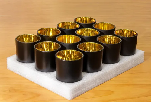 Vista 6 de Aroparc Tarros de vela con tapas de 10 onzas, elegantes frascos dorados para velas interiores para hacer velas, 12 piezas con tapas de bambú, negro