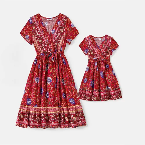 Vista 6 de PATPAT Vestidos de mamá y yo a juego para la familia, vestido de lunares con mangas voladas para madre e hija