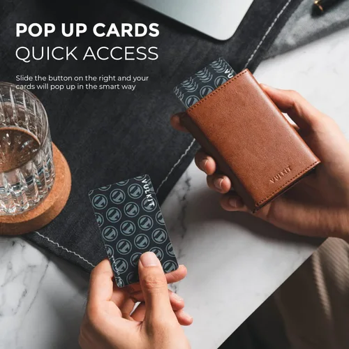 Vista 30 de VULKIT Cartera con tarjetero para hombre, con cierre magnético, bloqueo RFID, billetera de cuero triple, marino, Moderno