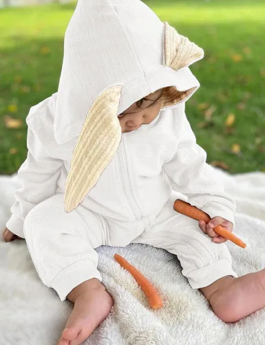 Vista 4 de AGQT Baby Bunny Costume Infant Girl Boy Easter Halloween Outfit Size 0-24M 7108a# Blanco -1pcs