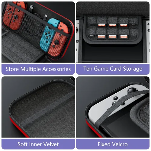 Vista 5 de taplzmg case for Nintendo switch Switch oled switch carrying case with 10 Game Cartridges Hard Shell Travel Switch Pouch for Console & Accessories