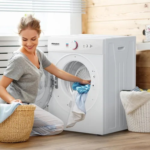Vista 2 de Bonnlo Secadora de ropa compacta, secadora de ropa portátil de 1.8 pies cúbicos con bañera de acero inoxidable, secadora de ropa de carga frontal