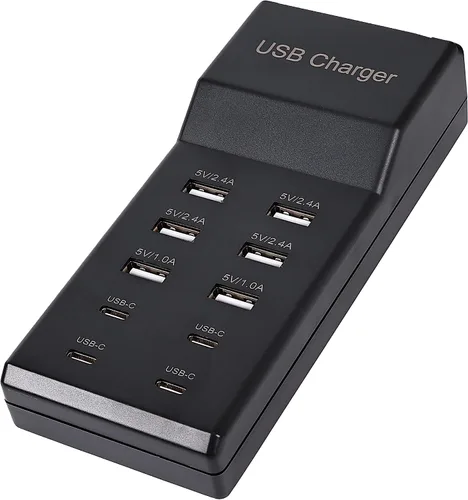Vista 8 de Cargador USB, estación de carga USB de 50 W con 10 puertos (6 puertos USB-A y 4 puertos USB-C) compatible con iPhone 15/14/13/12/11/X/8/7/6