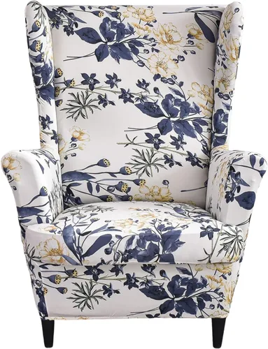 Vista 33 de NILUOH Funda para silla Wingback, 2 piezas, fundas elásticas de elastano para silla con respaldo de ala, funda lavable para sillones con respaldo