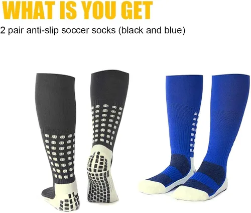 Vista 3 de 2 pares antideslizantes de fútbol baloncesto hockey fútbol fútbol yoga deportes calcetines para adultos, hombres y mujeres