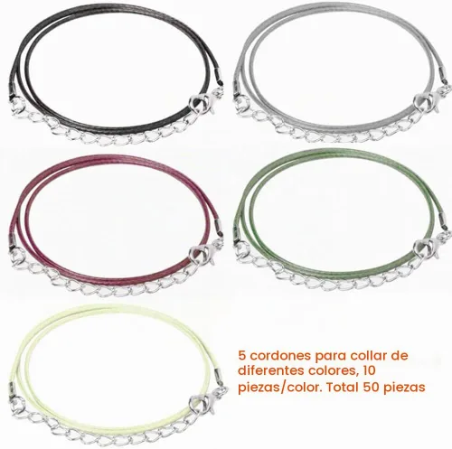 Vista 3 de Paxcoo 50 unidades de cordón para collar con cierre a granel para collares, pulseras, joyería, multicolor