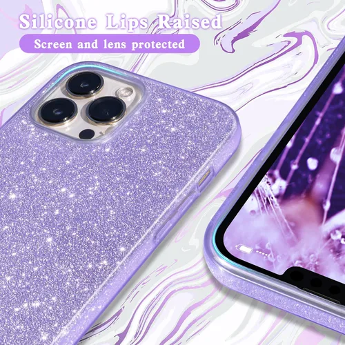 Vista 2 de MATEPROX Compatible con iPhone 13 Pro, funda protectora brillante para niñas y mujeres, para iPhone 13 Pro de 6.1 pulgadas 2021 (morado)