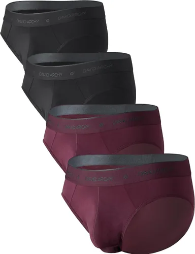 Vista 12 de DAVID ARCHY Ropa interior para hombre de modal ultra suave con doble bolsa, calzoncillos tipo brief con soporte cómodo y ligero para hombres Negro