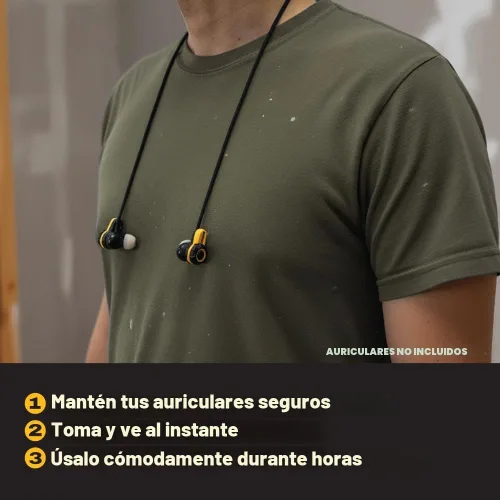 Vista 2 de DEWALT Cordón antipérdida para auriculares TWS y TWS ANC – Cable de seguridad duradero para un ajuste seguro y fácil acceso, correa de cuello