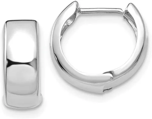 Vista 8 de Aretes de Aro Huggie de Oro de 14 Quilates (Huggie Ancho de 5mm), Verdaderos Aro de Oro de 14 Quilates