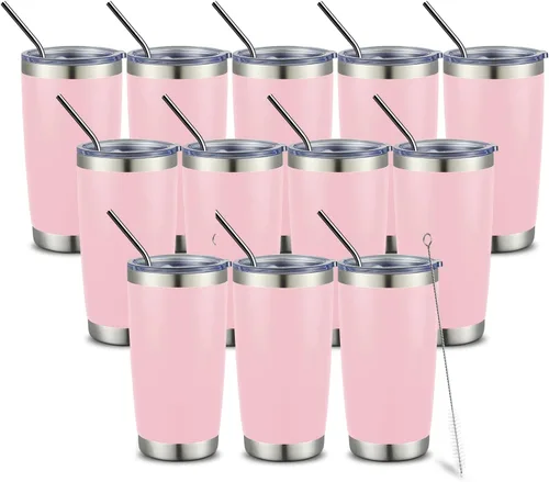 Vista 30 de COMOOO Vaso Térmico de 20 onzas al por Mayor con Aislamiento al Vacío de Doble Pared, Taza de Viaje de Acero Inoxidable con Tapa y Pajita
